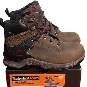 NWT Timberland Women's Hypercharge 6" Comp Toe Waterproof Leather Work Boot 9.5